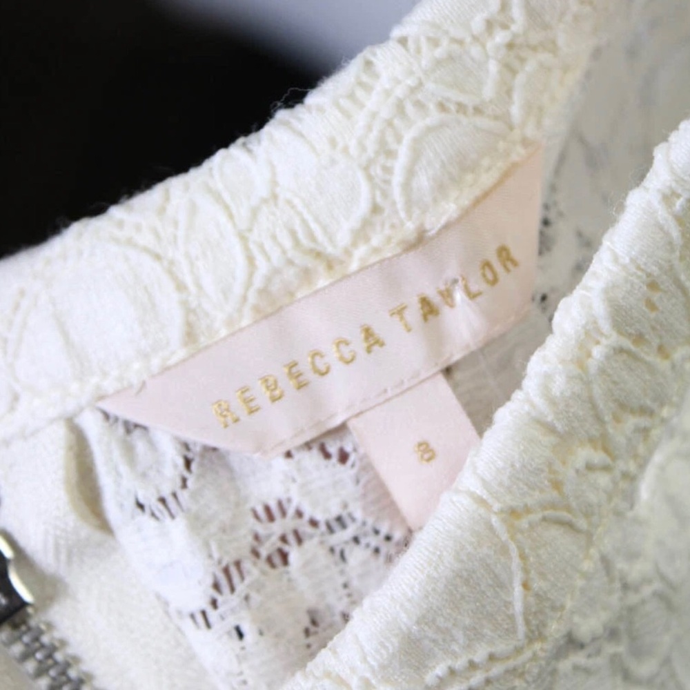 Rebecca Taylor Ivory Sleeveless Lace Shell Top ~ Size 8 - Picture 10 of 11